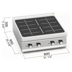 Cocina de inducción industrial 4 zonas de 7 kW de sobremesa LX900 Top