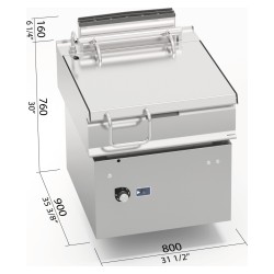 Sartén basculante a gas industrial 80 litros con elevación motorizada Berto's LX900 Top