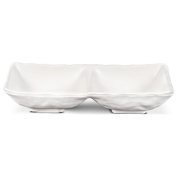 Bandeja de 2 compartimentos para snacks de melamina blanca