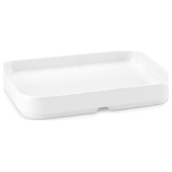 Mini fuente rectangular apilable de melamina blanca