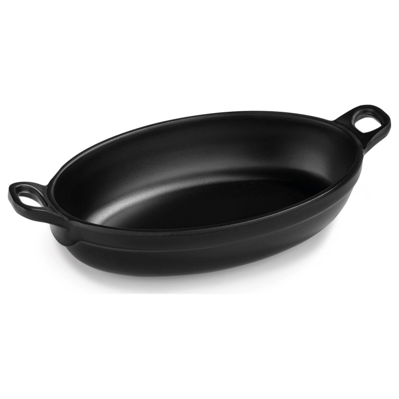 Mini cacerola ovalada con asas de melamina negra