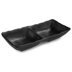 Bandeja de 2 compartimentos para snacks de melamina negra