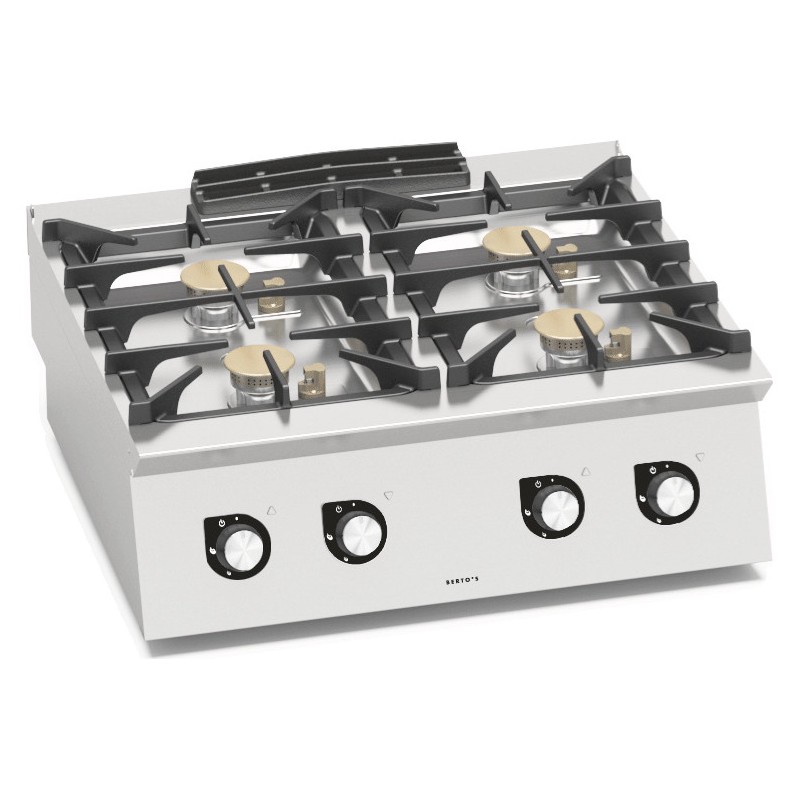 Cocina a gas industrial 4 fuegos de sobremesa Berto's S700