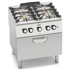Cocina a gas industrial 4 fuegos con horno eléctrico de convección GN 1/1 Berto's S700