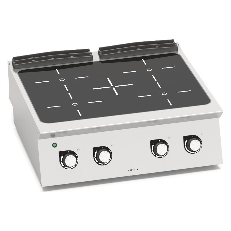 Cocina vitrocerámica industrial 4 zonas de sobremesa Berto's S700