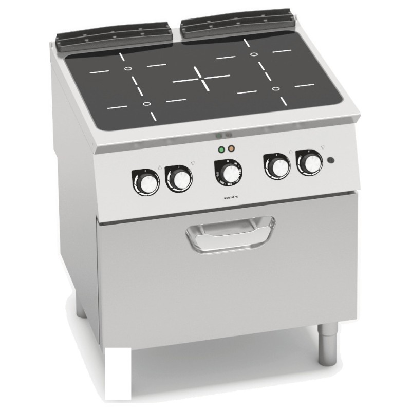 Cocina vitrocerámica industrial 4 zonas con horno eléctrico GN 1/1 Berto's S700