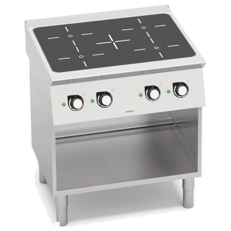 Cocina de inducción industrial 4 zonas con mueble Berto's S700