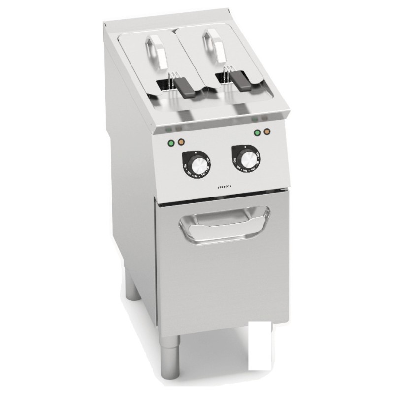 Freidora industrial eléctrica 2 cubas 7+7 litros con mueble Berto's S700
