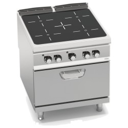 Cocina vitrocerámica industrial 4 zonas con horno eléctrico GN 1/1 Berto's S900