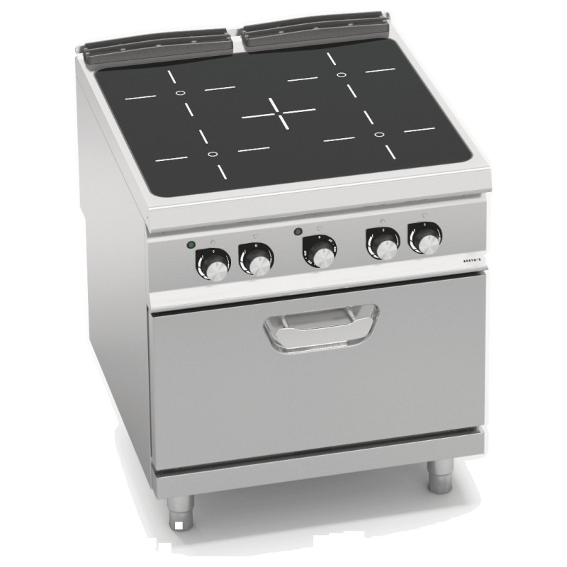 Cocina vitrocerámica industrial 4 zonas con horno eléctrico GN 1/1 Berto's S900