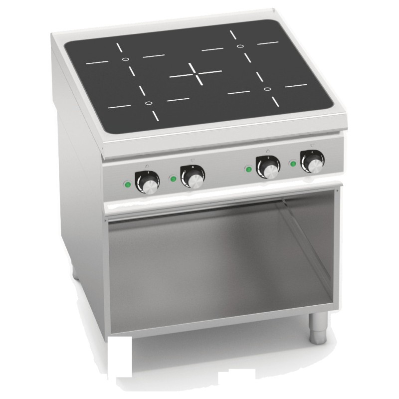 Cocina de inducción industrial 4 zonas sobre mueble Berto's S900