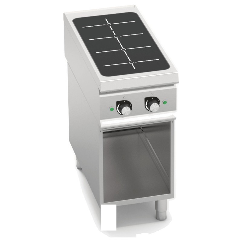 Cocina de inducción industrial 2 zonas de 7 kW sobre mueble Berto's S900