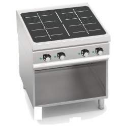 Cocina de inducción industrial 4 zonas de 7 kW sobre mueble Berto's S900