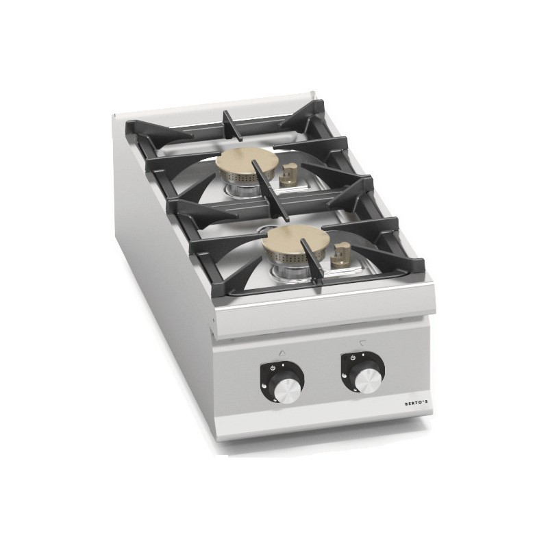 Cocina a gas industrial 2 fuegos Max Power de sobremesa Berto's LX900 Top