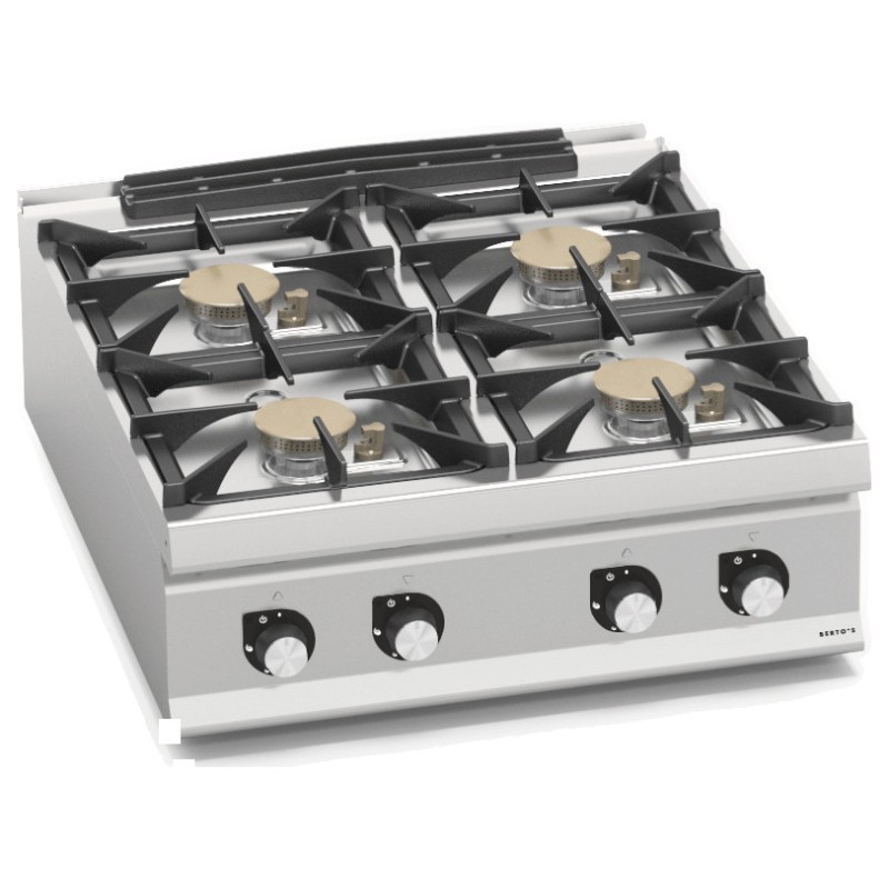 Cocina a gas industrial 4 fuegos Max Power de sobremesa Berto's LX900 Top