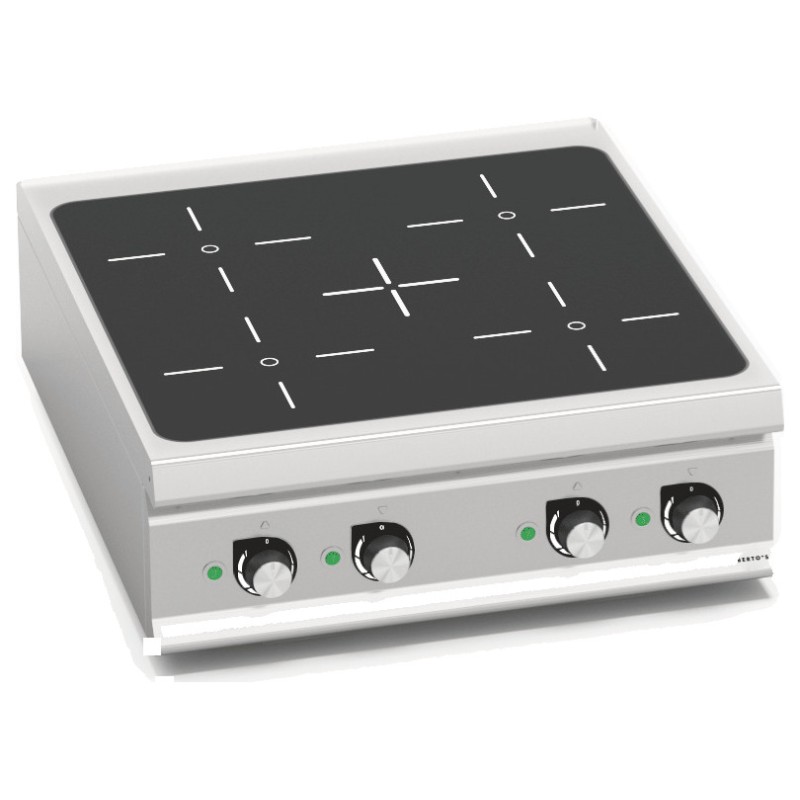 Cocina de inducción industrial 4 zonas de sobremesa Berto's LX900 Top