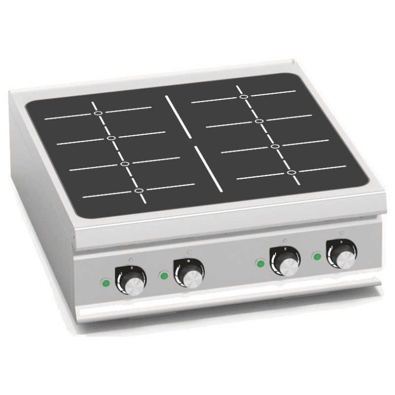 Cocina de inducción industrial 4 zonas de 7 kW de sobremesa Berto's LX900 Top