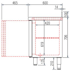Mesa refrigerada Snack MRS-300 de 5 puertas