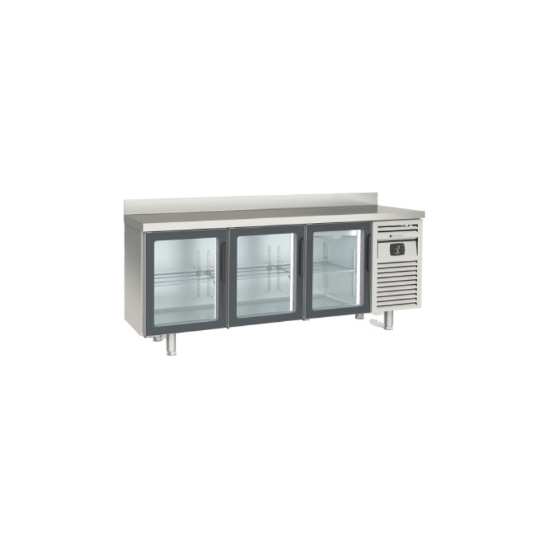 Mesa refrigerada Snack MRSV-200 con 3 puertas de cristal