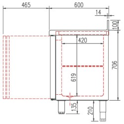 Mesa refrigerada Snack MRSV-250 con 4 puertas de cristal