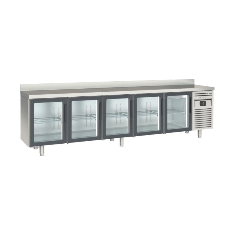 Mesa refrigerada Snack MRSV-300 con 5 puertas de cristal