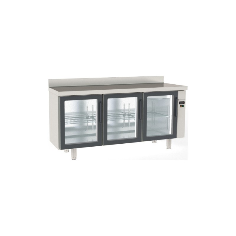 Mesa refrigerada Snack MRSPV-170 para unidad remota con 3 puertas de cristal