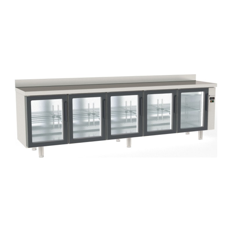 Mesa refrigerada Snack MRSPV-270 para unidad remota con 5 puertas de cristal