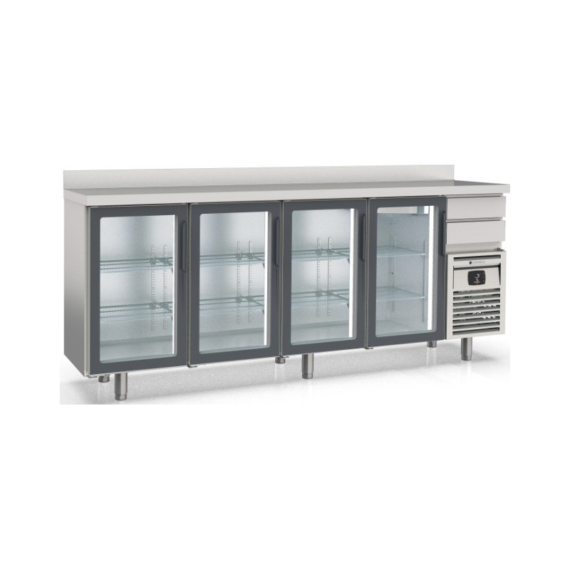 Mesa refrigerada frente mostrador FMRV-250 con 4 puertas de cristal