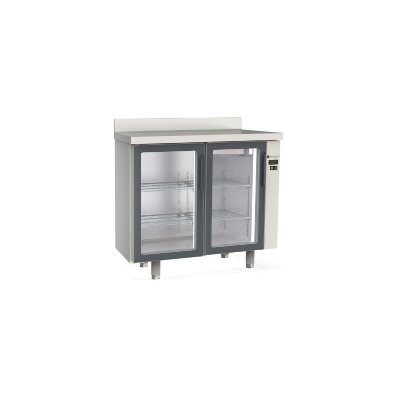 Mesa refrigerada frente mostrador FMRPV-120 para unidad remota con 2 puertas de cristal