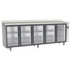 Mesa refrigerada frente mostrador FMRPV-270 para unidad remota con 5 puertas de cristal