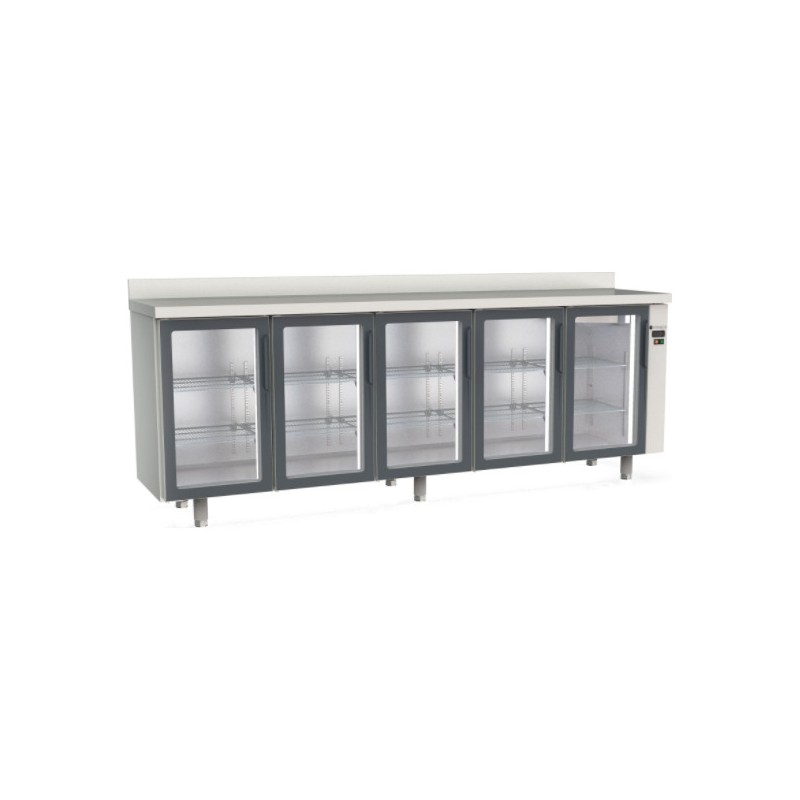 Mesa refrigerada frente mostrador FMRPV-270 para unidad remota con 5 puertas de cristal