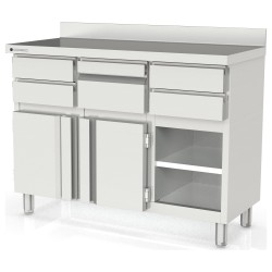 Mueble cafetero compacto MCC-140 con tolva, 4 cajones y 2 puertas