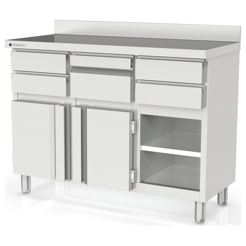 Mueble cafetero compacto MCC-140 con tolva, 4 cajones y 2 puertas