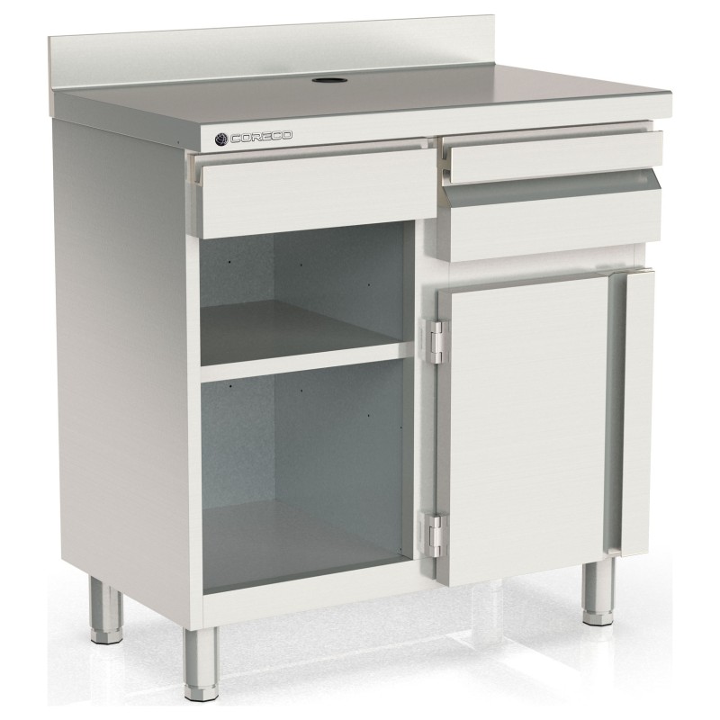 Mueble cafetero frente mostrador MC-100 de 990 mm con tolva