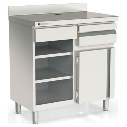 Mueble cafetero frente mostrador MC-100-2 de 990 mm con tolva