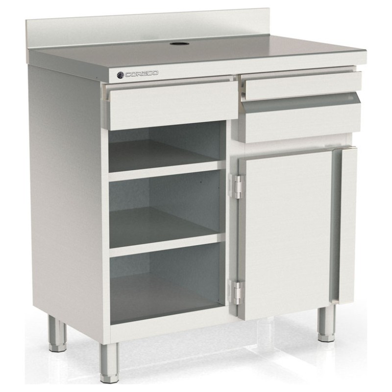 Mueble cafetero frente mostrador MC-100-2 de 990 mm con tolva