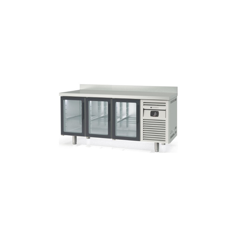 Mesa refrigerada GN 1/1 MRGV-200 con 3 puertas de cristal