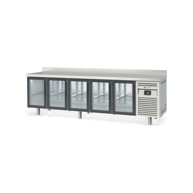 Mesa refrigerada GN 1/1 MRGV-300 con 5 puertas de cristal