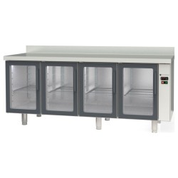 Mesa refrigerada GN 1/1 MRGPV-220 para unidad remota con 4 puertas de cristal