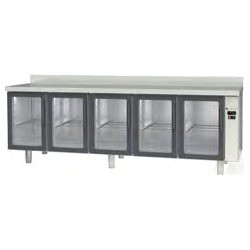 Mesa refrigerada GN 1/1 MRGPV-270 para unidad remota con 5 puertas de cristal