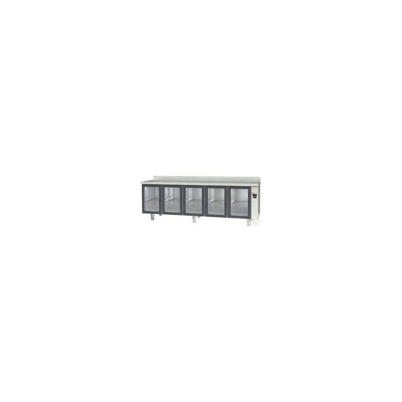 Mesa refrigerada GN 1/1 MRGPV-270 para unidad remota con 5 puertas de cristal