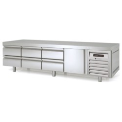 Mesa refrigerada bajo cocina GN 1/1 MFB-225-C con cajoneras dobles y una puerta