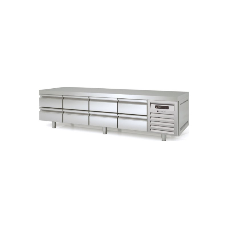 Mesa refrigerada bajo cocina GN 1/1 MFB-225-CC con cajoneras dobles