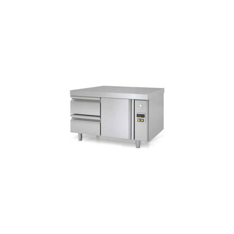 Mesa refrigerada bajo cocina GN 1/1 MFBP-105-C para unidad remota con cajoneras y una puerta