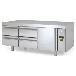 Mesa refrigerada bajo cocina GN 1/1 MFBP-150-C para unidad remota con cajoneras y una puerta