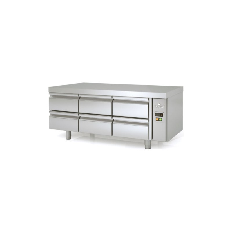 Mesa refrigerada bajo cocina GN 1/1 MFBP-150-CC para unidad remota con cajoneras dobles