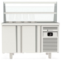 Mesa fría para kebab MFK70-135 con vitrina de cristal y 2 puertas