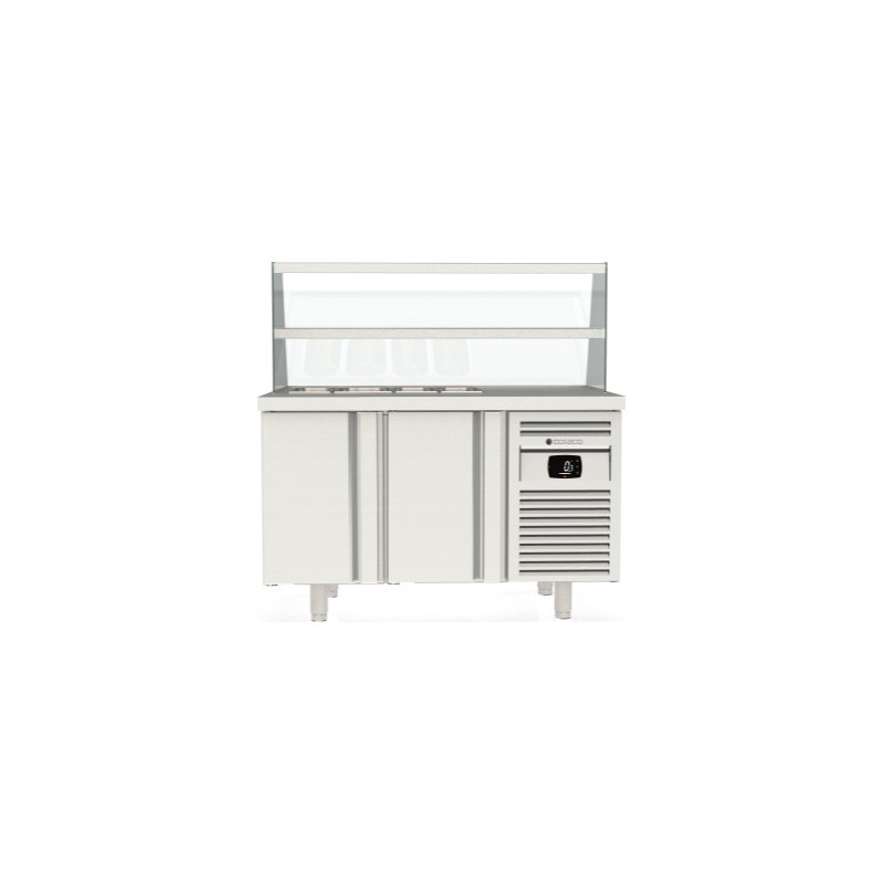 Mesa fría para kebab MFK70-135 con vitrina de cristal y 2 puertas