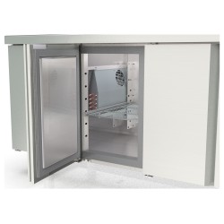 Mesa fría para kebab MFK70-135 con vitrina de cristal y 2 puertas