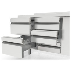 Mesa fría para kebab MFK70-180 con vitrina de cristal y 3 puertas